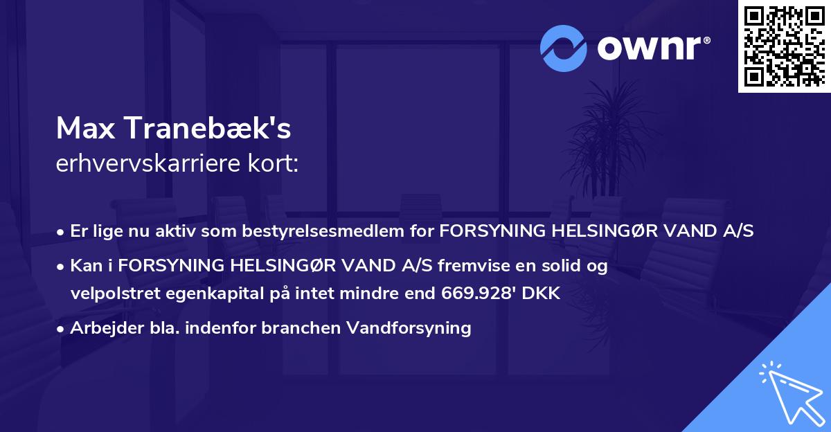Max Tranebæk's erhvervskarriere kort