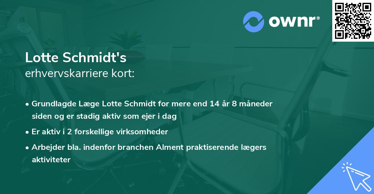 Lotte Schmidt's erhvervskarriere kort