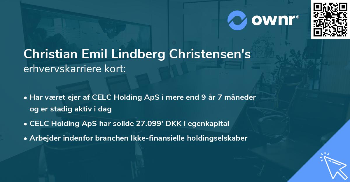 Christian Emil Lindberg Christensen's erhvervskarriere kort