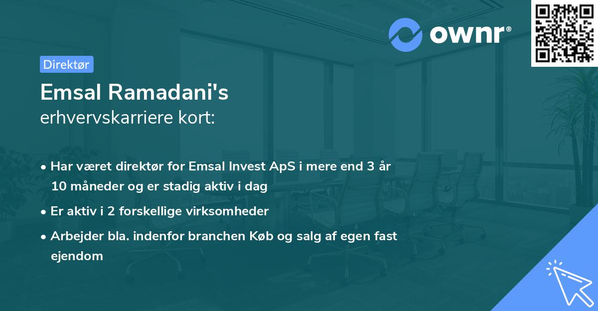 Emsal Ramadani's erhvervskarriere kort