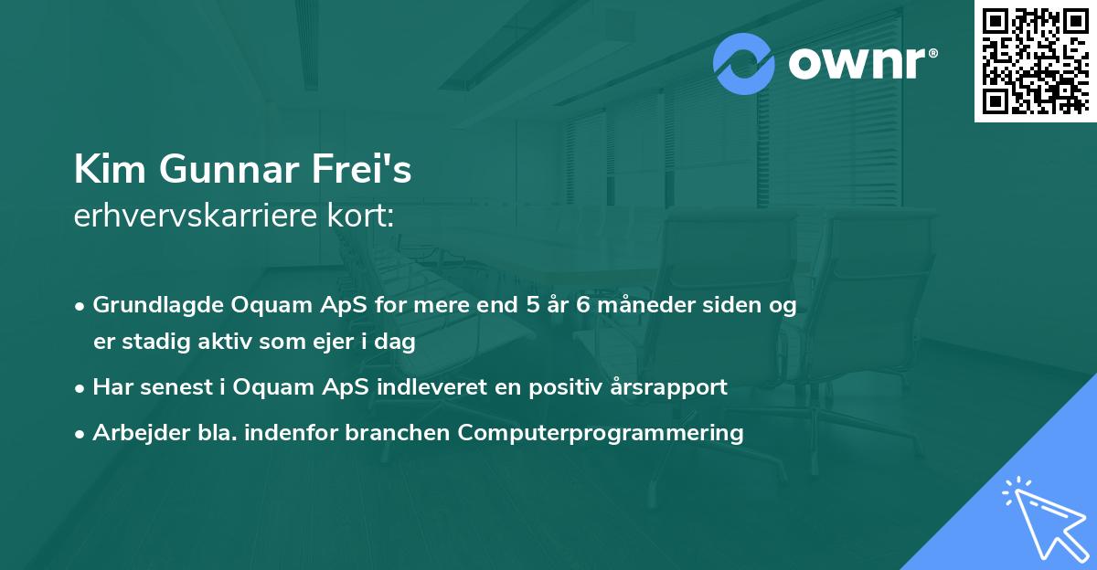 Kim Gunnar Frei's erhvervskarriere kort