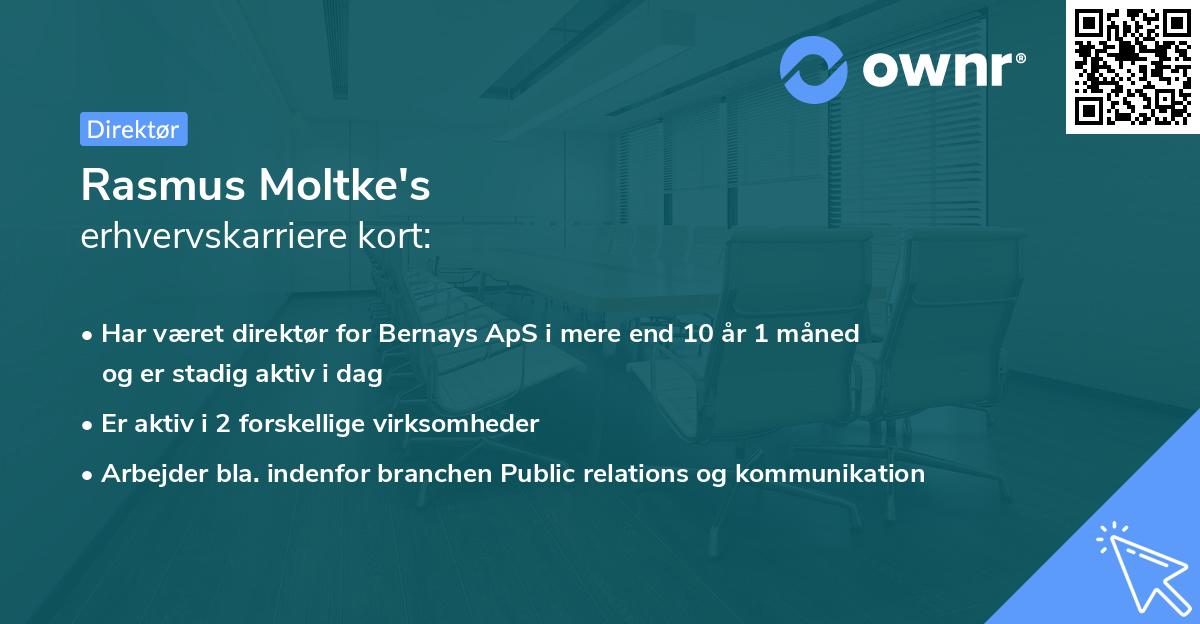 Rasmus Moltke's erhvervskarriere kort