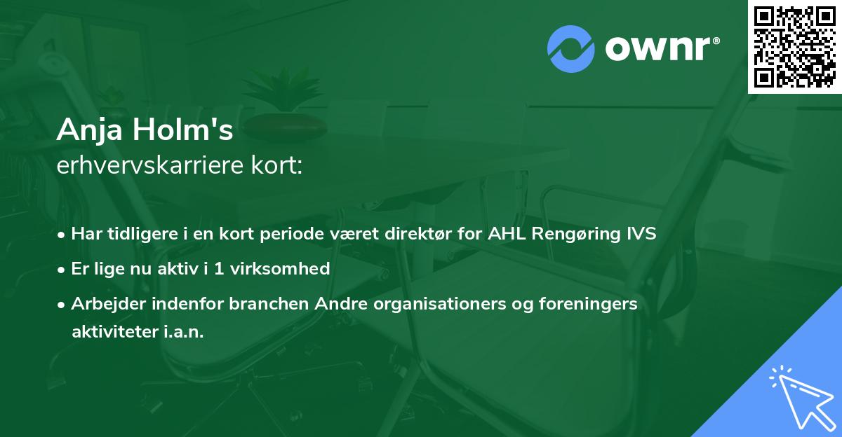 Anja Holm's erhvervskarriere kort