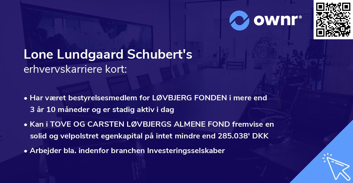 Lone Lundgaard Schubert's erhvervskarriere kort