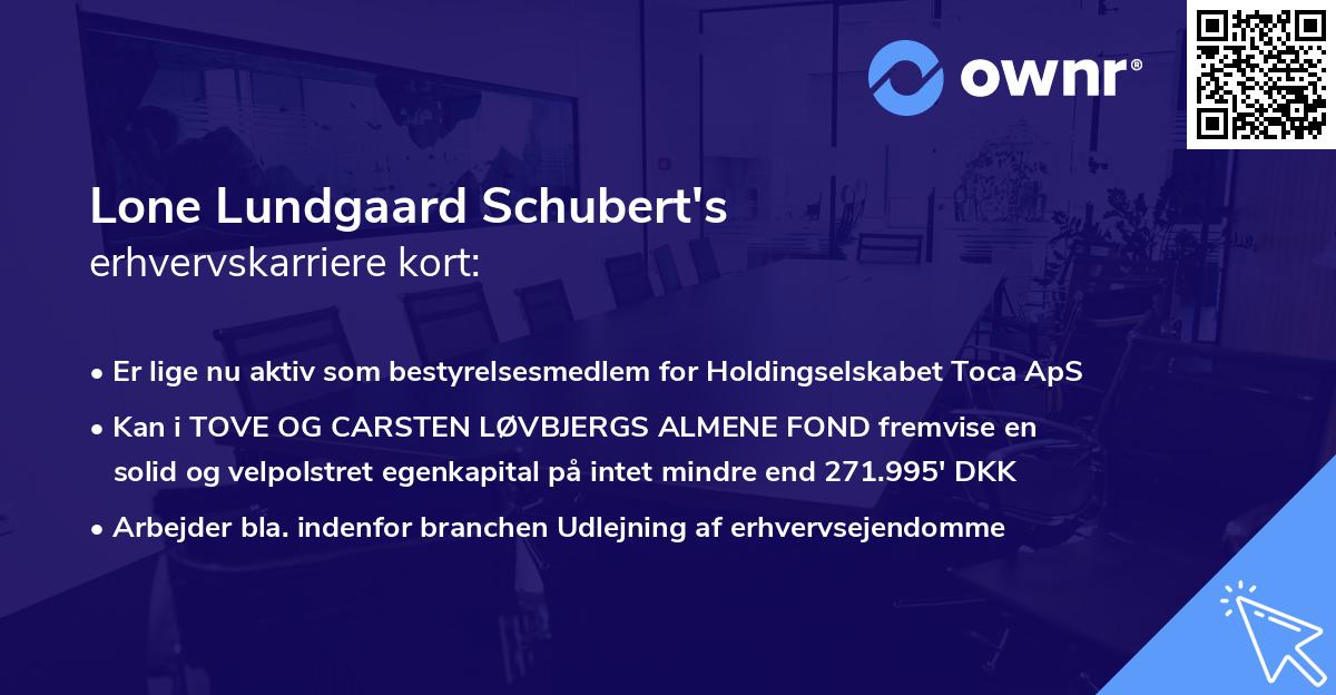 Lone Lundgaard Schubert's erhvervskarriere kort