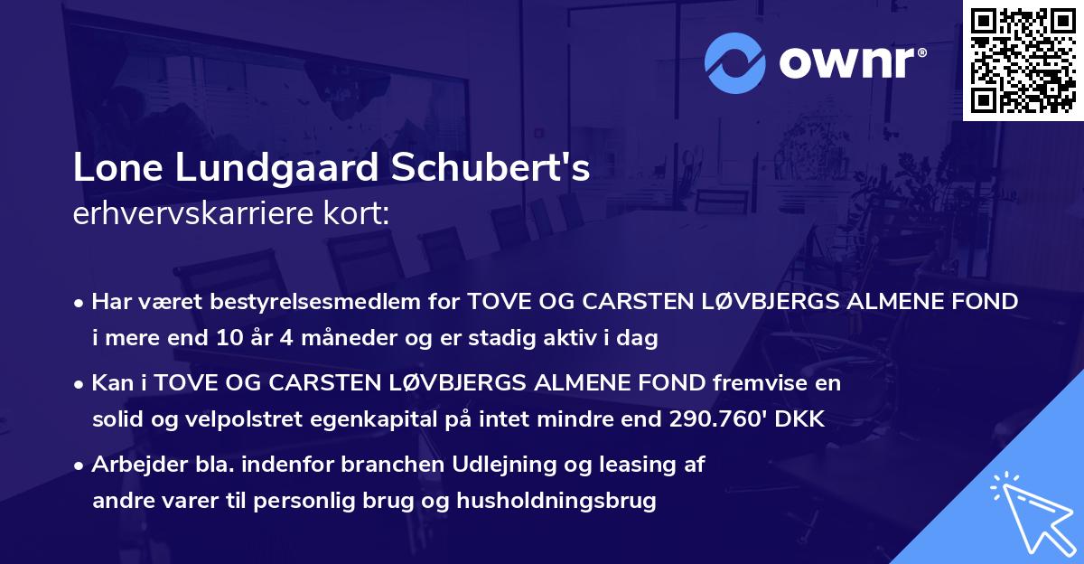 Lone Lundgaard Schubert's erhvervskarriere kort