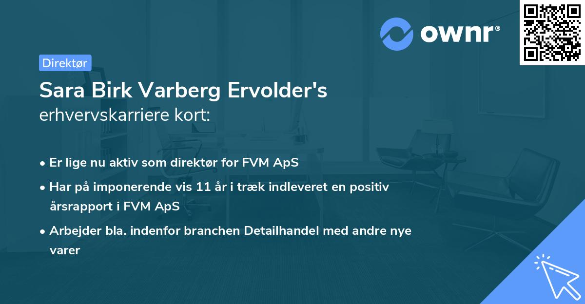 Sara Birk Varberg Ervolder's erhvervskarriere kort