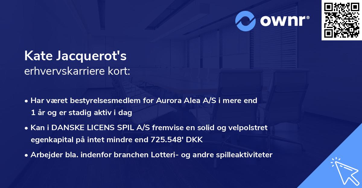 Kate Jacquerot's erhvervskarriere kort