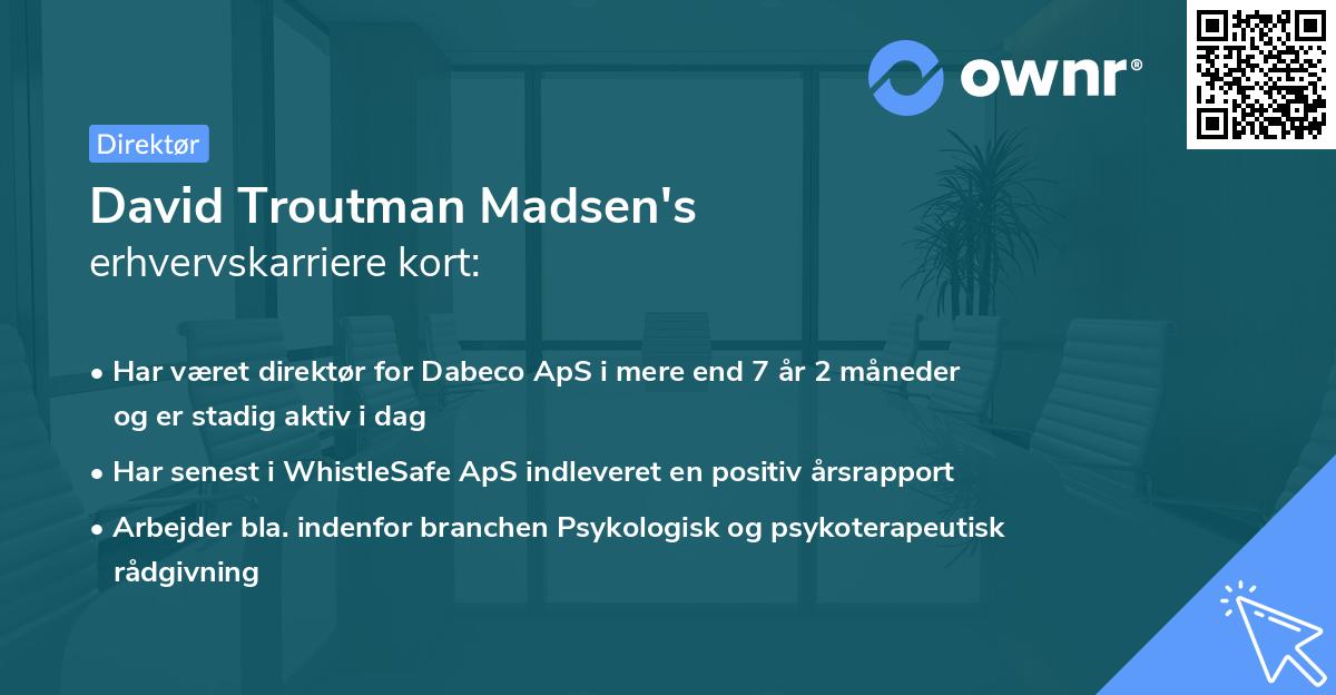 David Troutman Madsen's erhvervskarriere kort