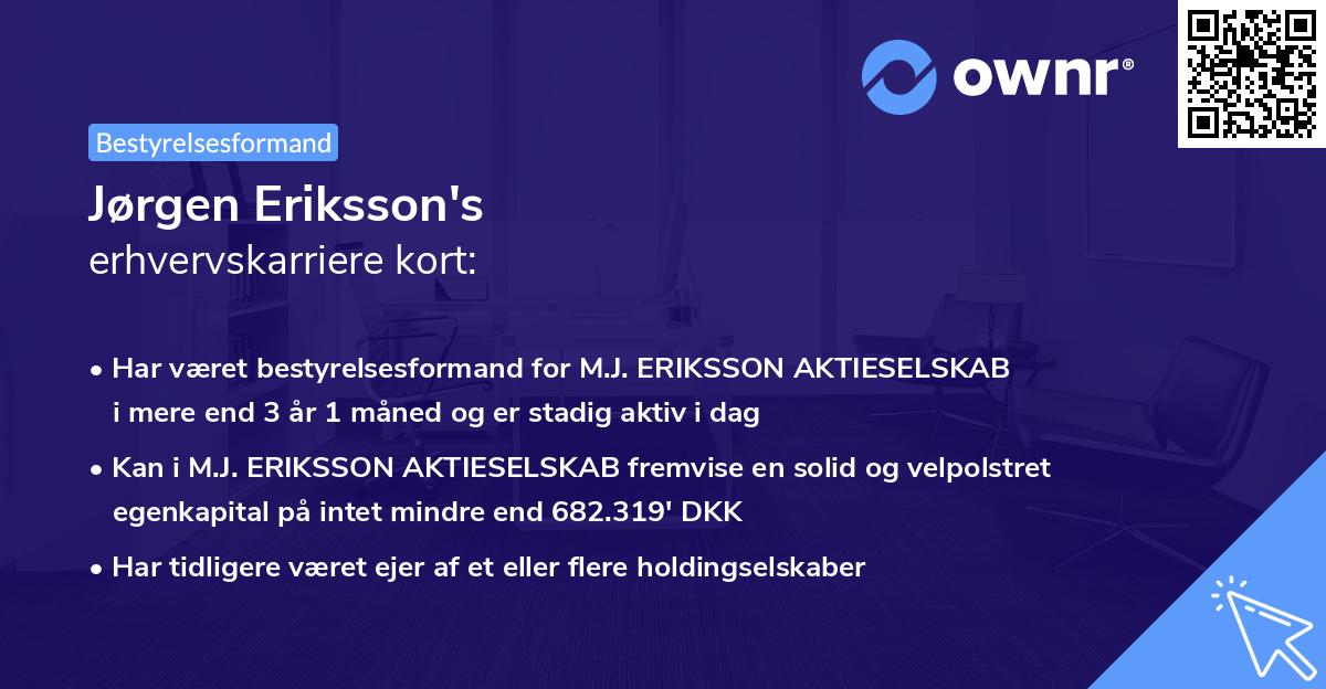 Jørgen Eriksson's erhvervskarriere kort