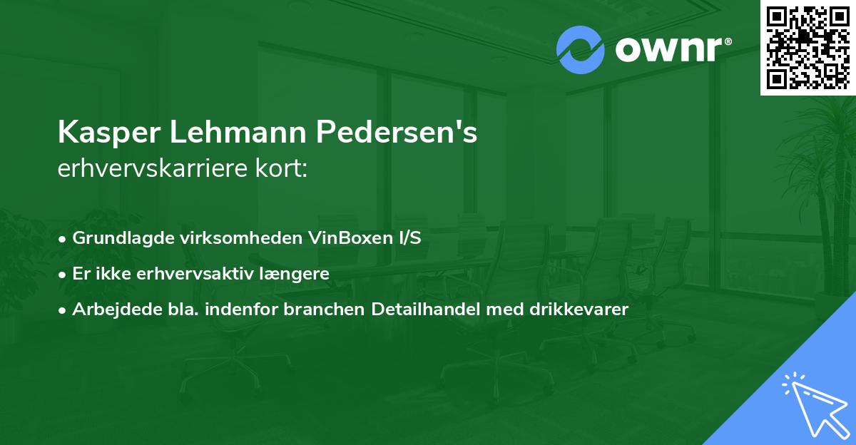 Kasper Lehmann Pedersen's erhvervskarriere kort