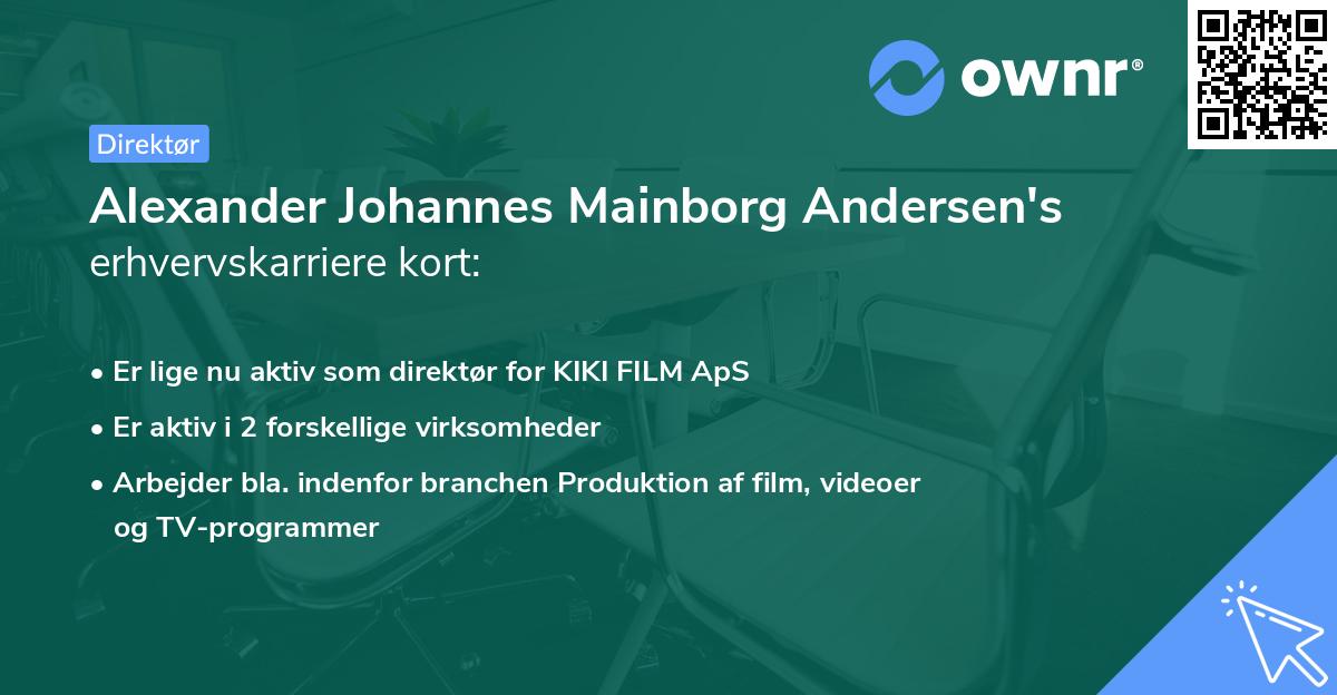 Alexander Johannes Mainborg Andersen's erhvervskarriere kort