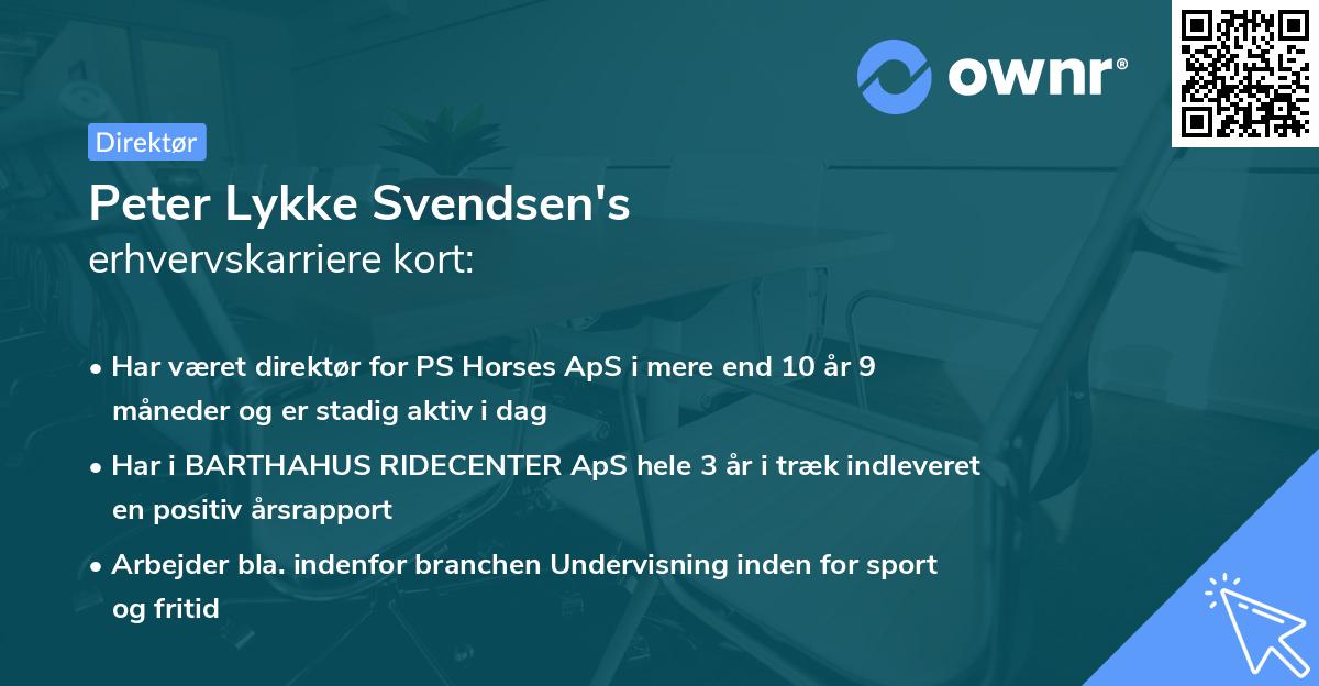 Peter Lykke Svendsen's erhvervskarriere kort