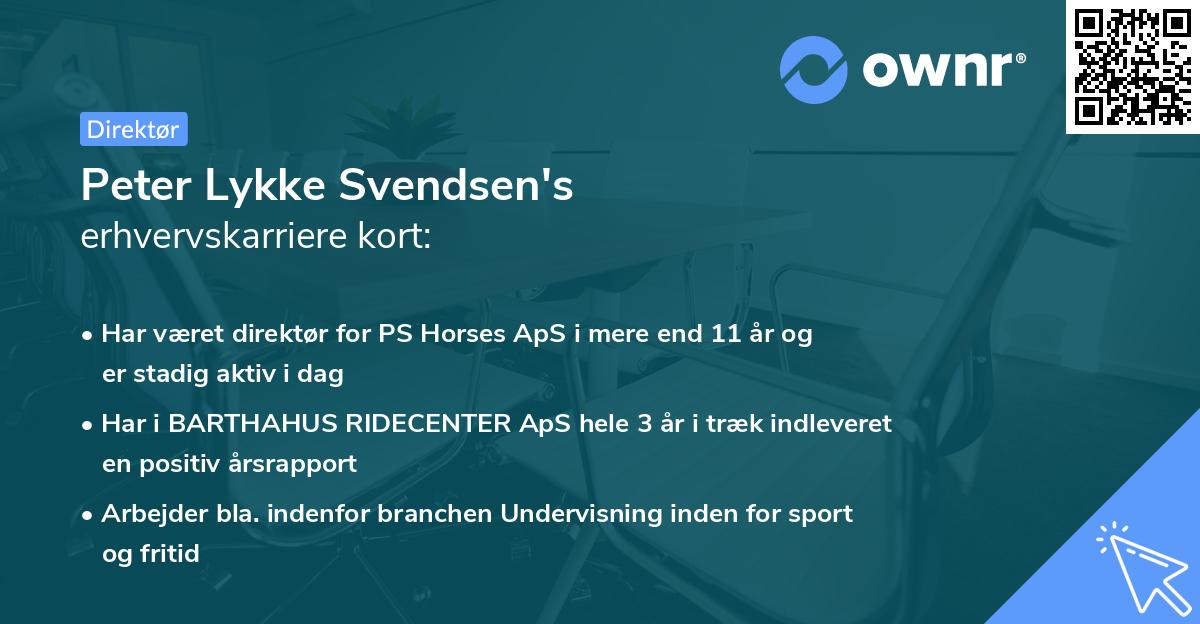 Peter Lykke Svendsen's erhvervskarriere kort