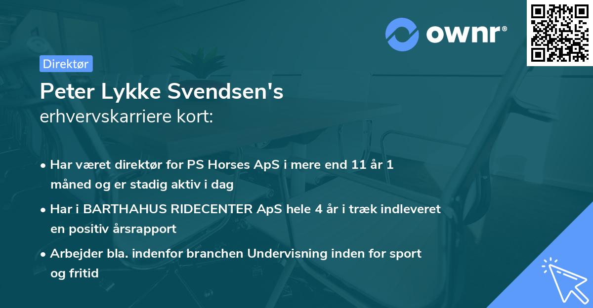 Peter Lykke Svendsen's erhvervskarriere kort