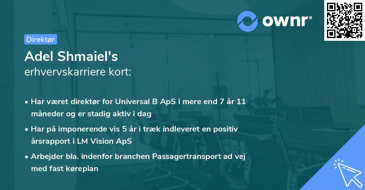 Adel Shmaiel's erhvervskarriere kort