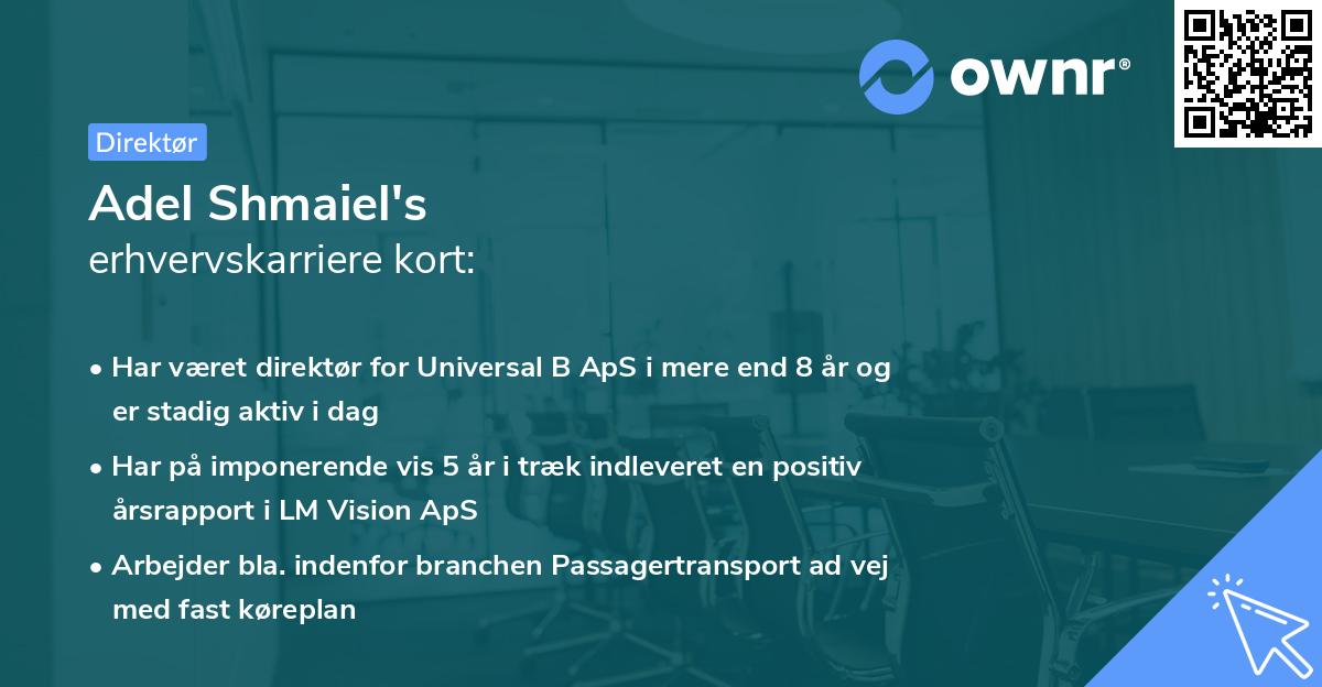Adel Shmaiel's erhvervskarriere kort