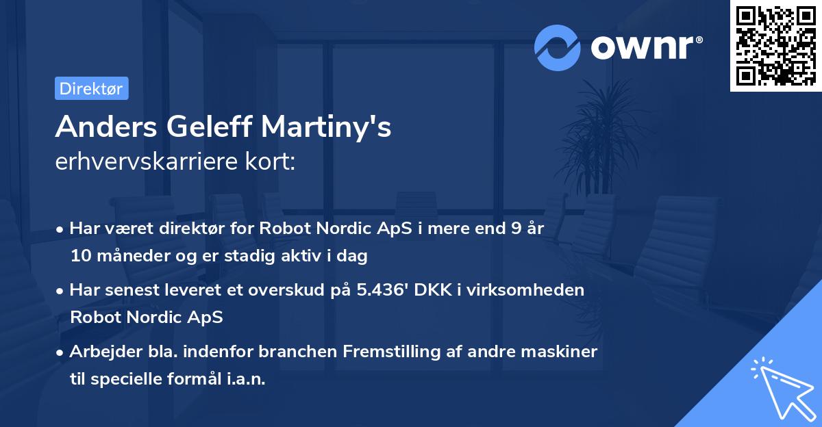 Anders Geleff Martiny's erhvervskarriere kort