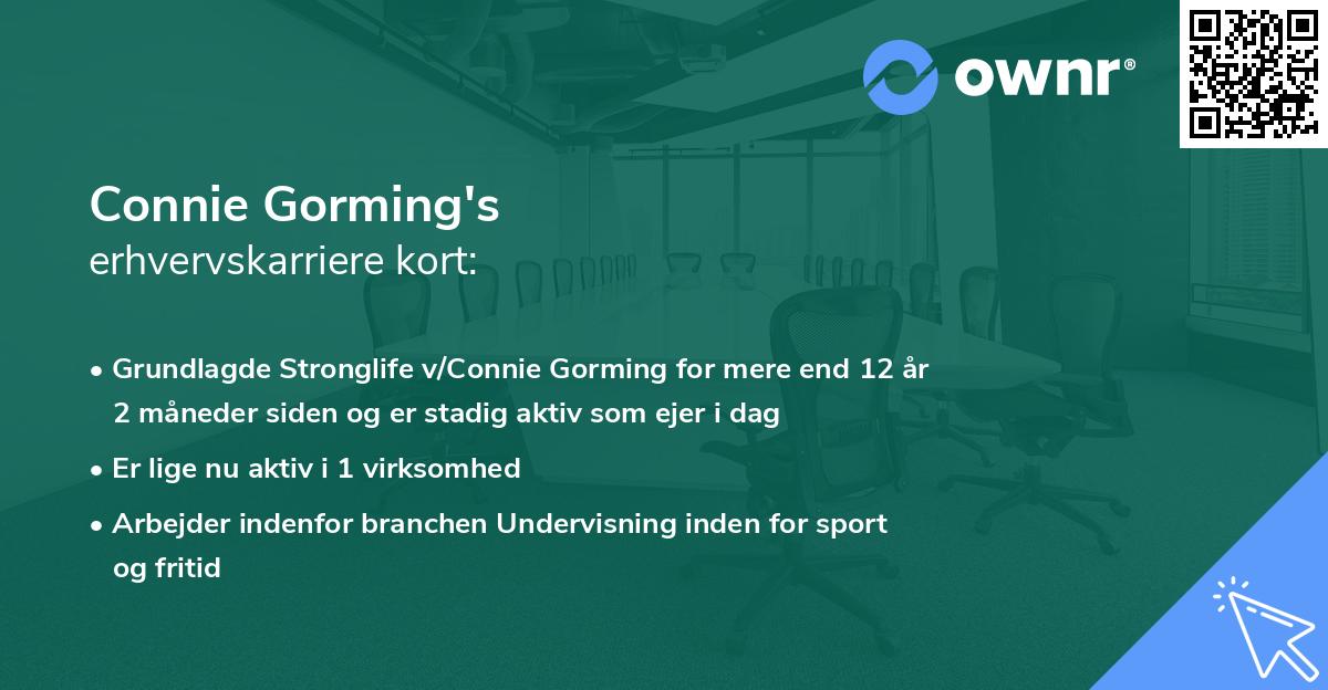 Connie Gorming's erhvervskarriere kort