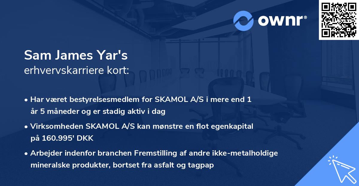 Sam James Yar's erhvervskarriere kort