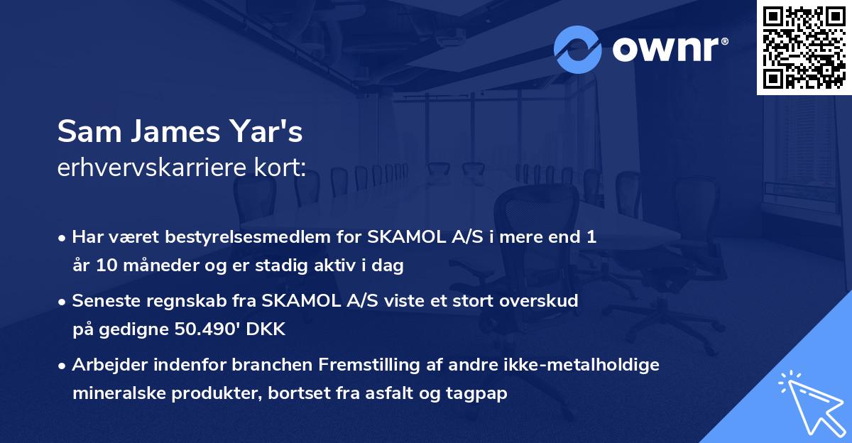 Sam James Yar's erhvervskarriere kort