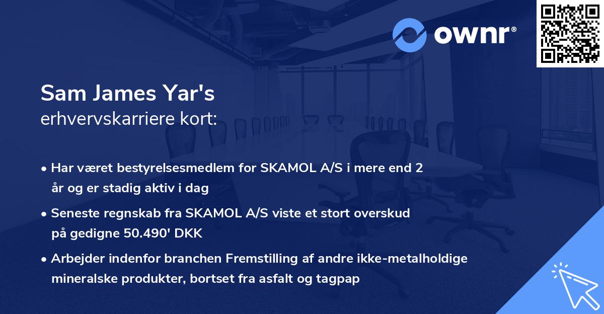 Sam James Yar's erhvervskarriere kort
