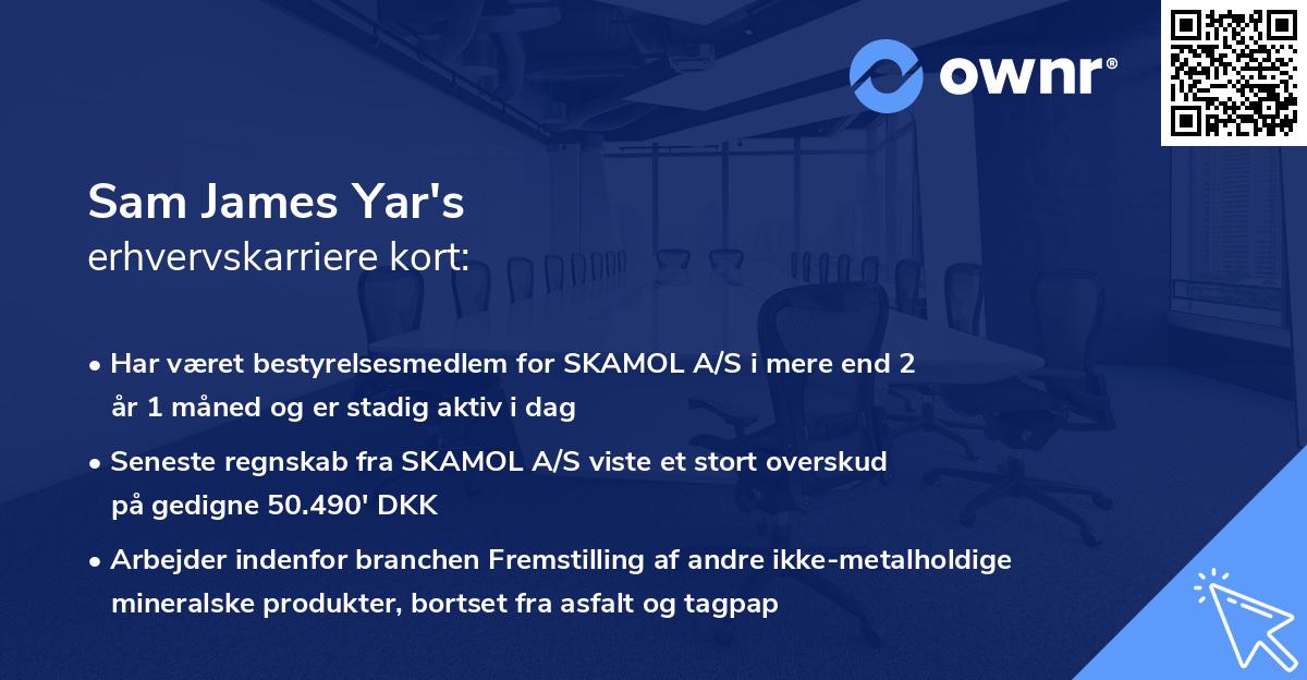 Sam James Yar's erhvervskarriere kort