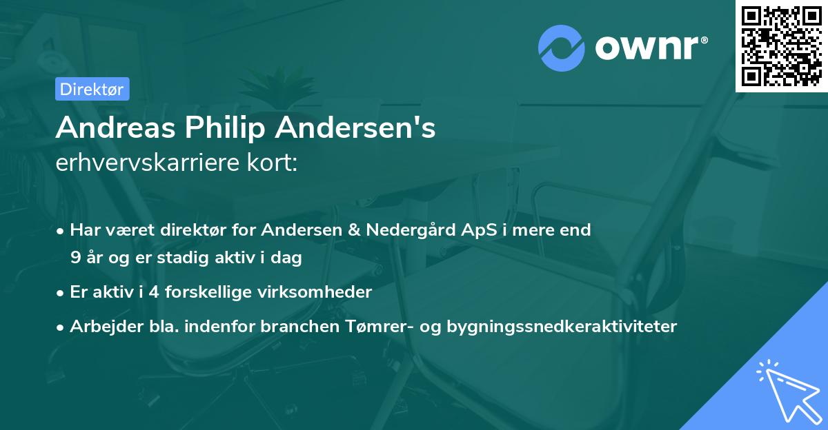 Andreas Philip Andersen's erhvervskarriere kort