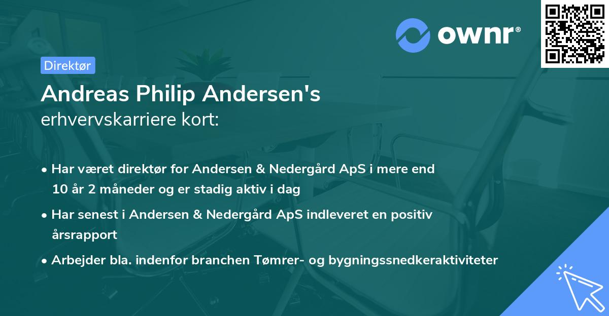 Andreas Philip Andersen's erhvervskarriere kort