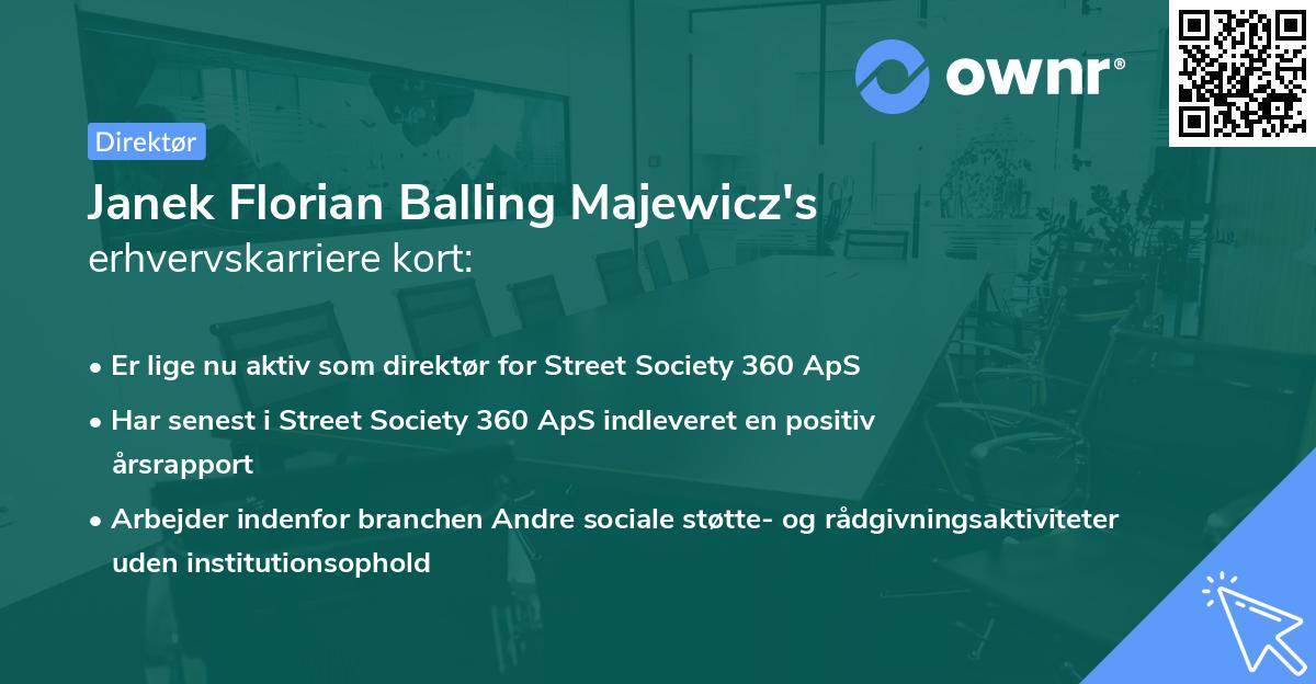 Janek Florian Balling Majewicz's erhvervskarriere kort