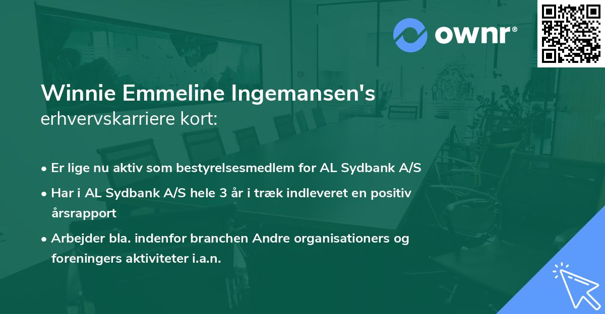 Winnie Emmeline Ingemansen's erhvervskarriere kort