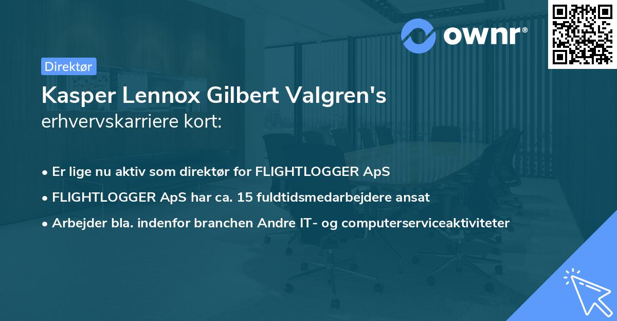 Kasper Lennox Gilbert Valgren's erhvervskarriere kort