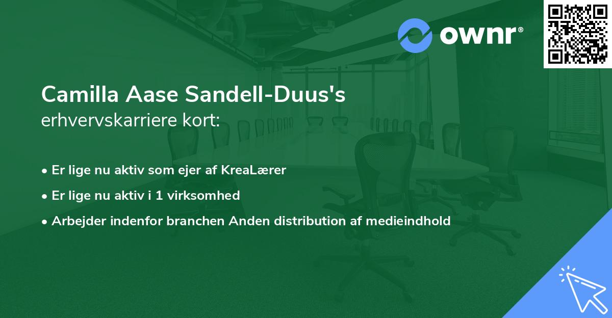 Camilla Aase Sandell-Duus's erhvervskarriere kort