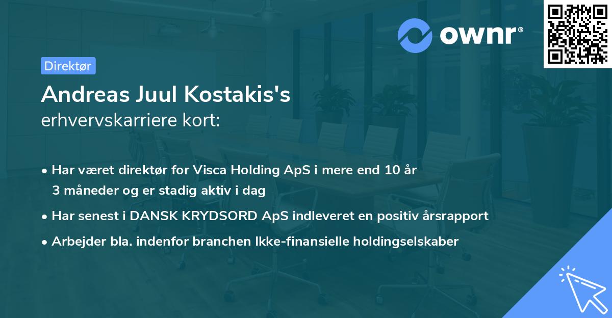 Andreas Juul Kostakis's erhvervskarriere kort