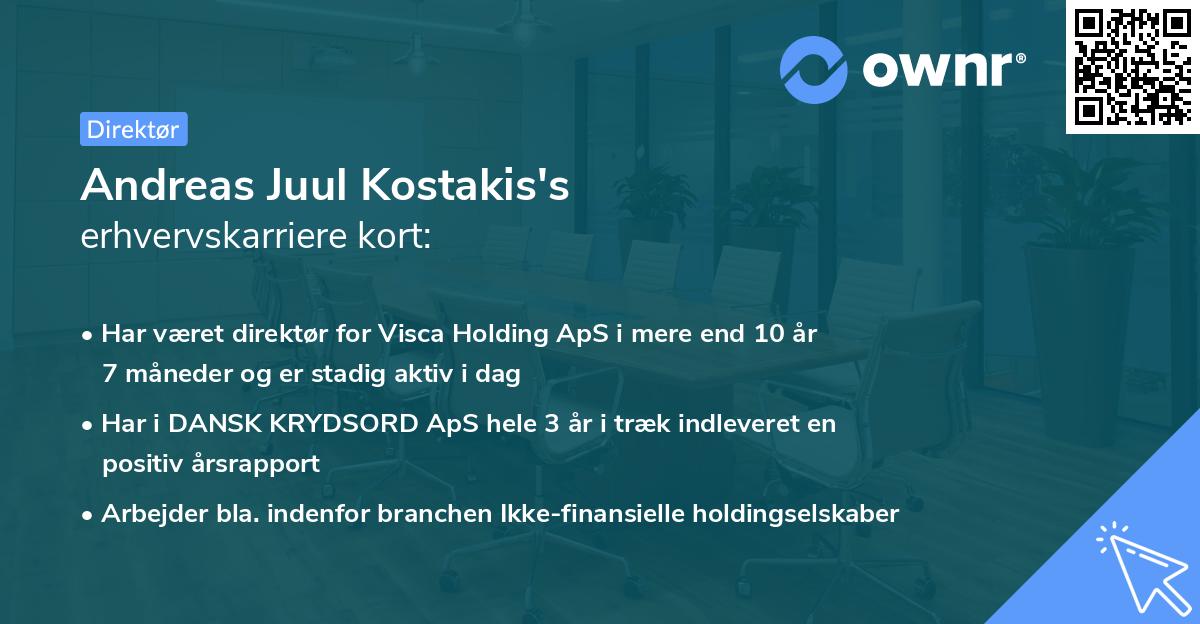 Andreas Juul Kostakis's erhvervskarriere kort