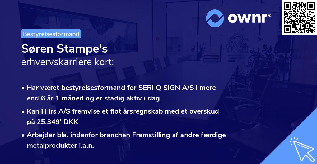 Søren Stampe's erhvervskarriere kort