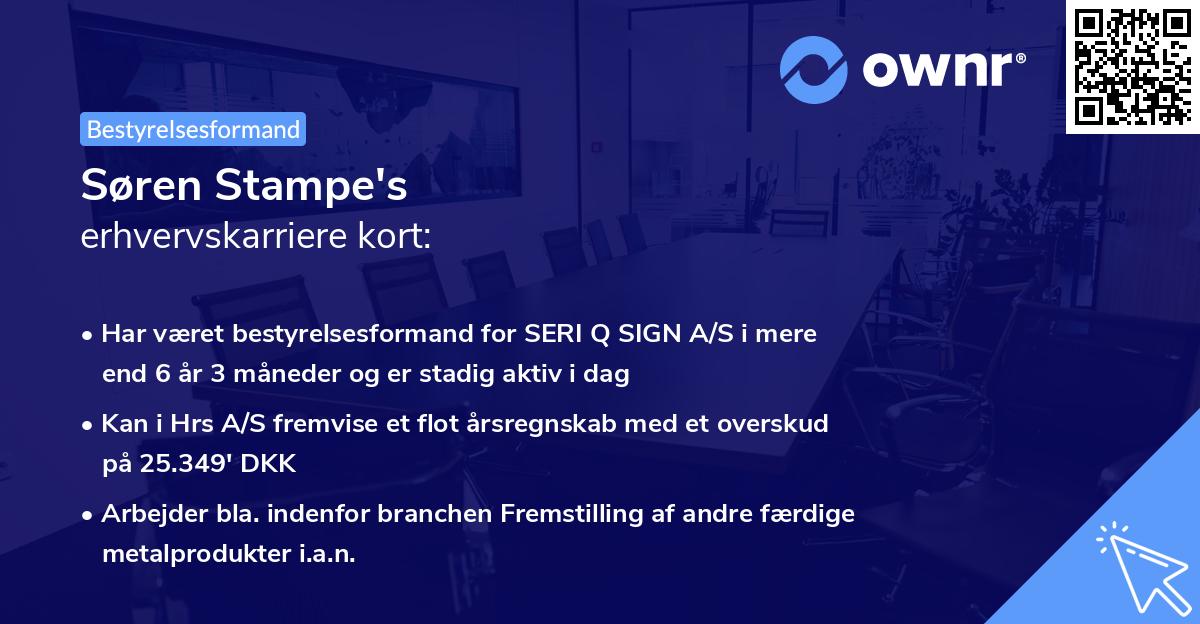 Søren Stampe's erhvervskarriere kort
