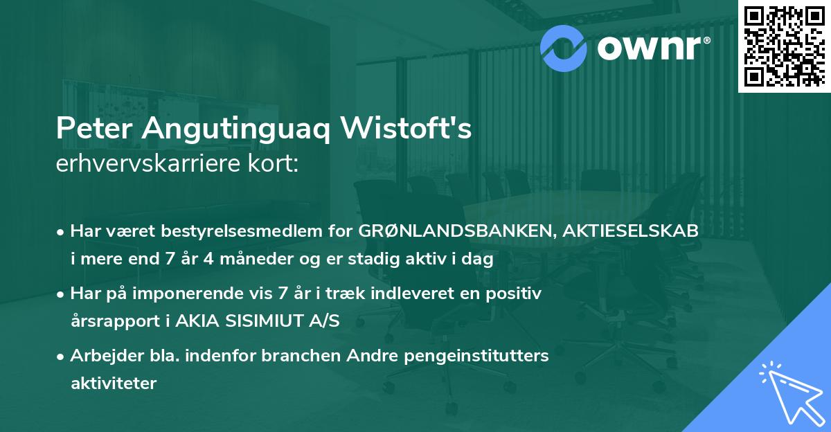 Peter Angutinguaq Wistoft's erhvervskarriere kort