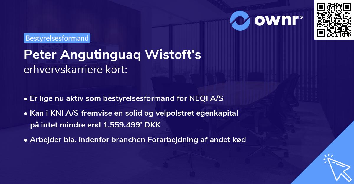 Peter Angutinguaq Wistoft's erhvervskarriere kort