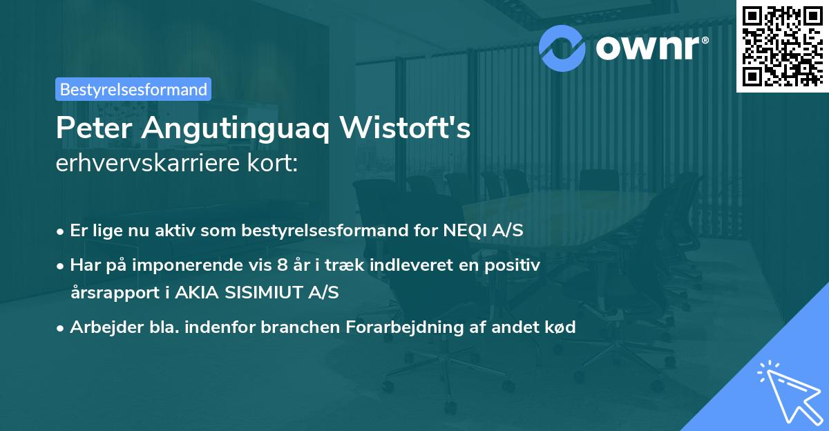 Peter Angutinguaq Wistoft's erhvervskarriere kort