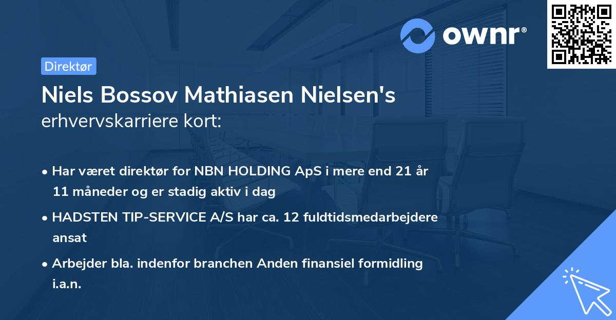 Niels Bossov Mathiasen Nielsen's erhvervskarriere kort