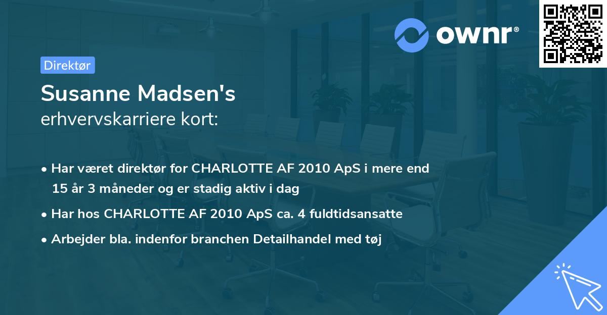 Susanne Madsen's erhvervskarriere kort