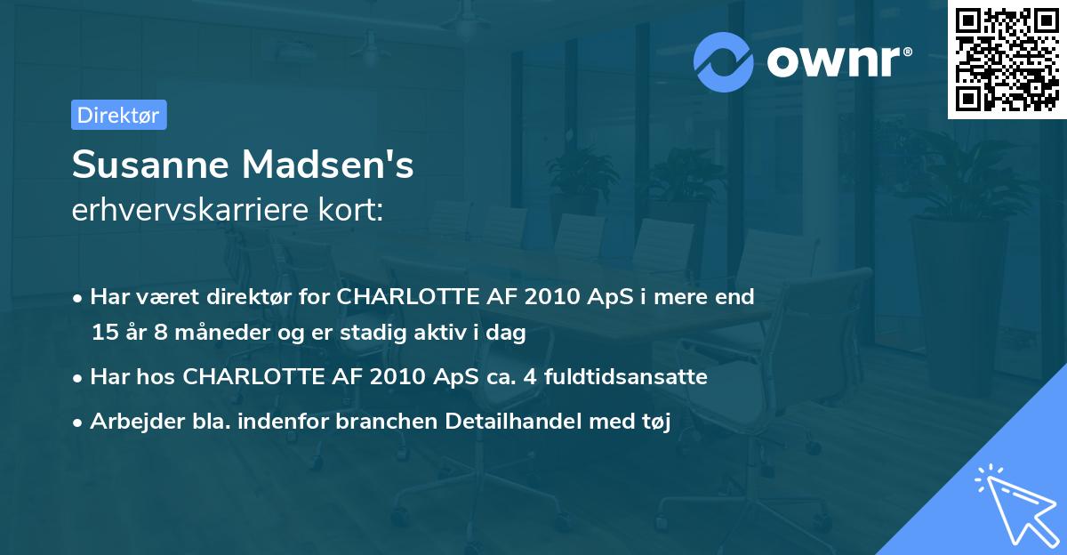 Susanne Madsen's erhvervskarriere kort