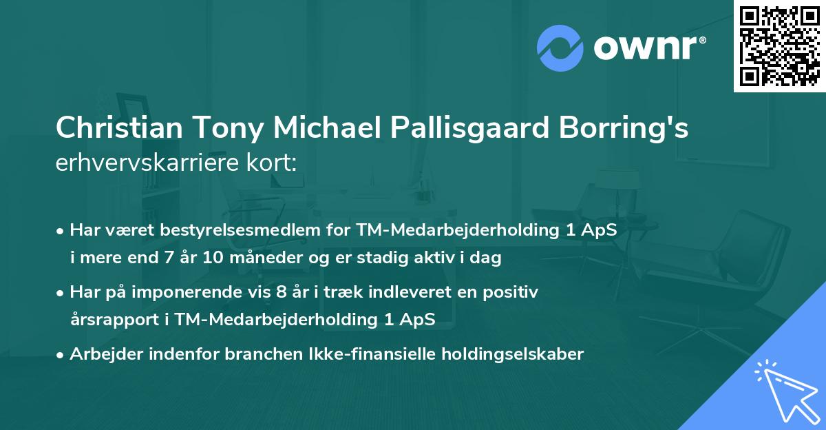 Christian Tony Michael Pallisgaard Borring's erhvervskarriere kort