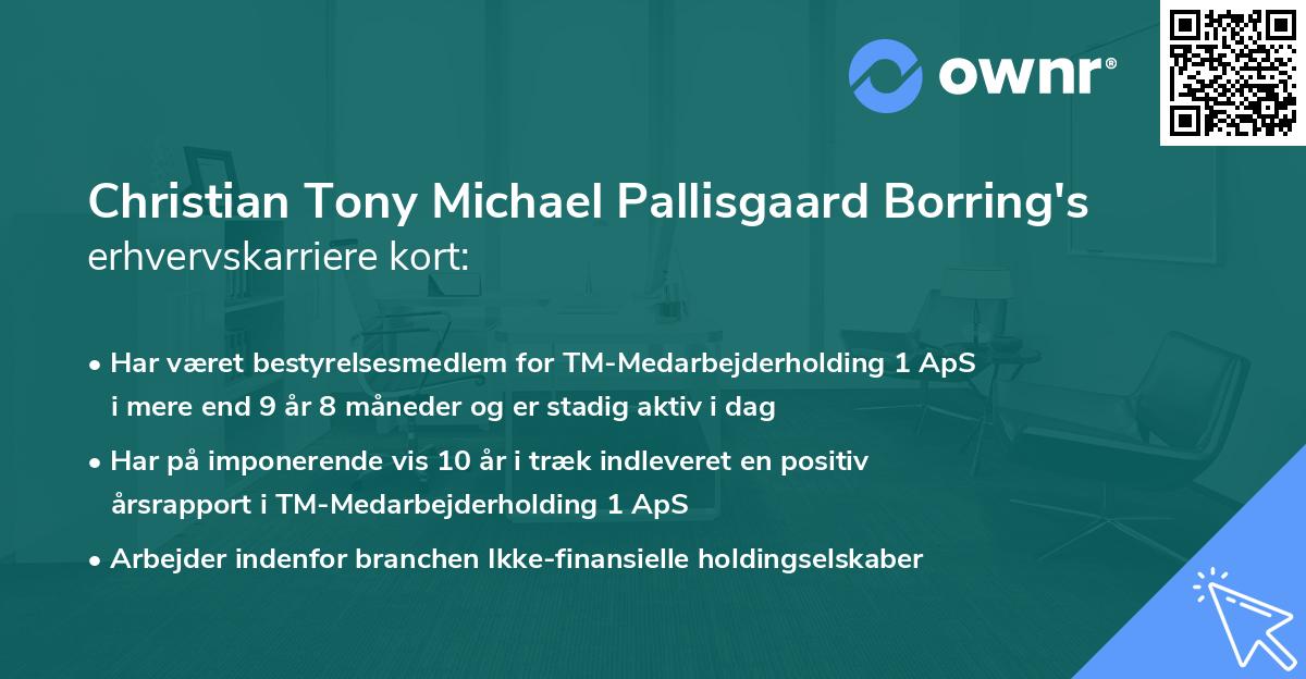 Christian Tony Michael Pallisgaard Borring's erhvervskarriere kort