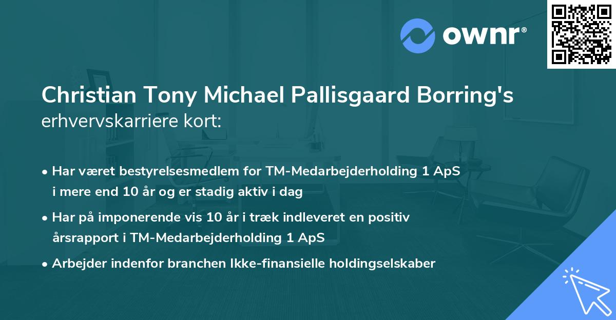 Christian Tony Michael Pallisgaard Borring's erhvervskarriere kort