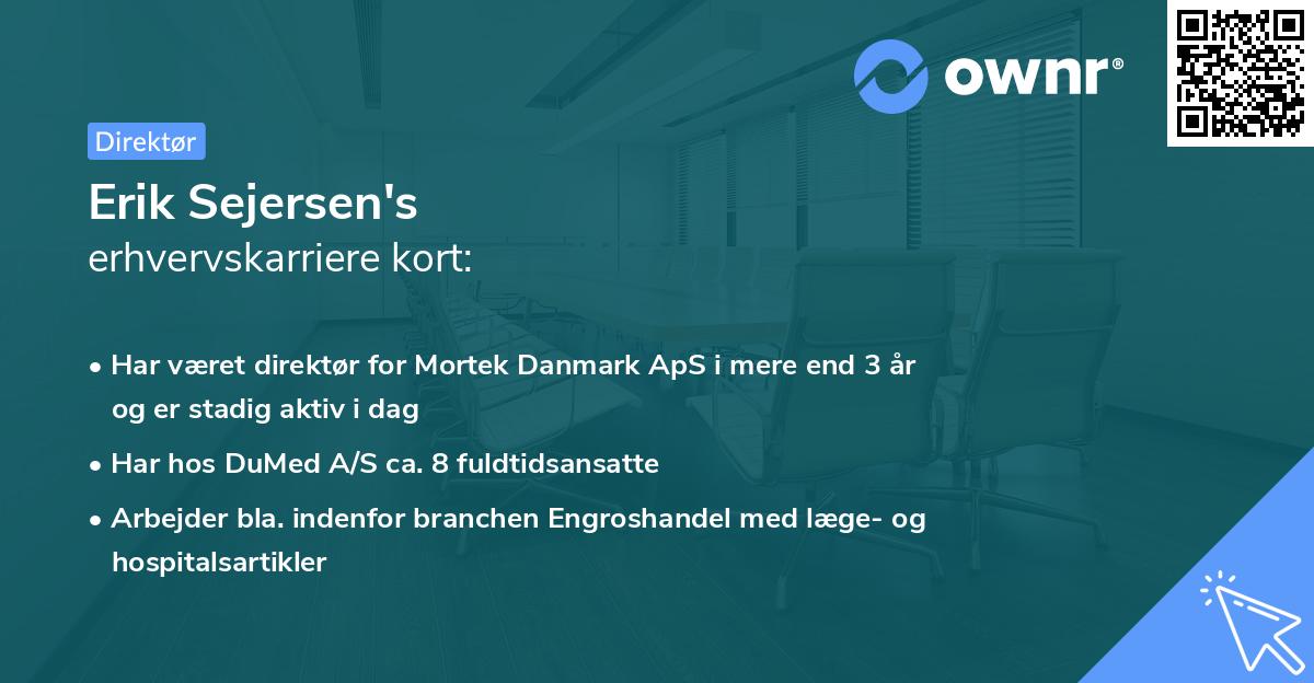 Erik Sejersen's erhvervskarriere kort