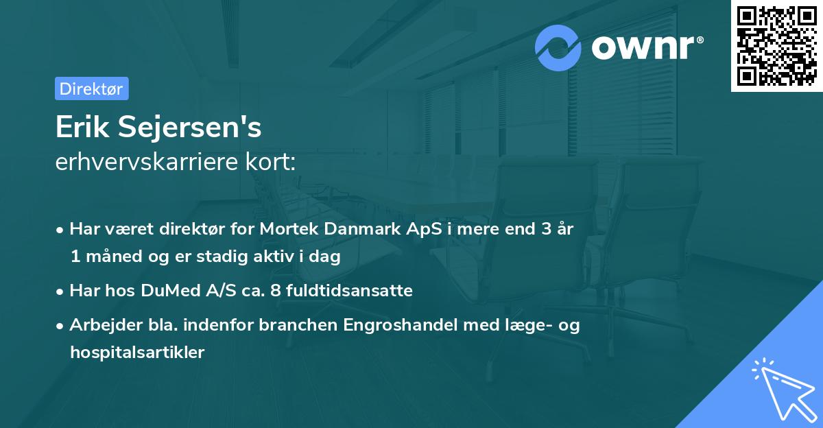 Erik Sejersen's erhvervskarriere kort
