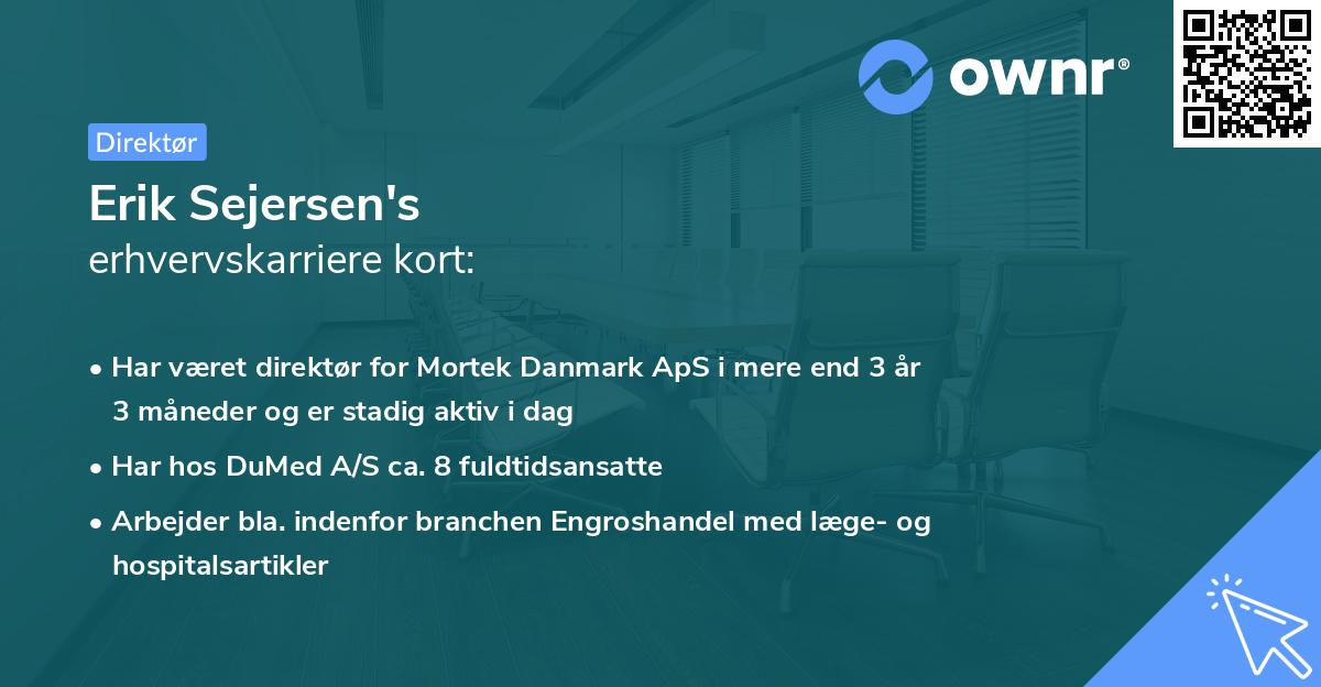 Erik Sejersen's erhvervskarriere kort
