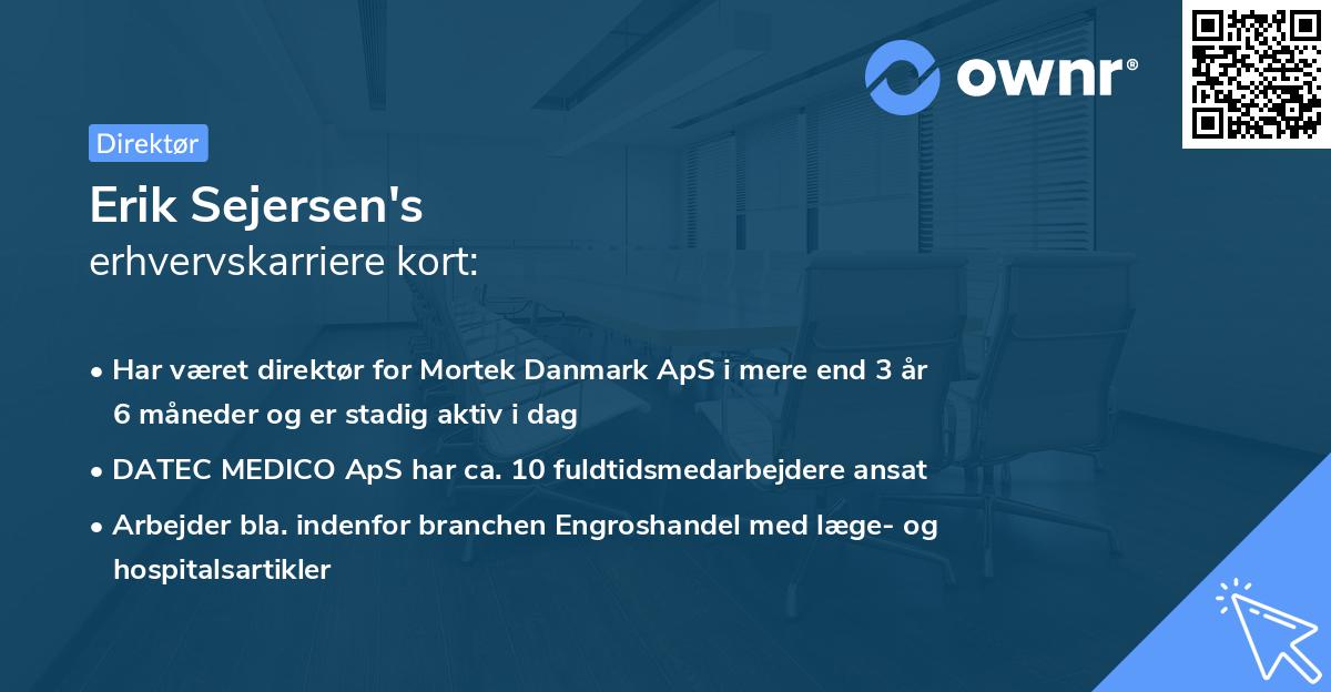 Erik Sejersen's erhvervskarriere kort